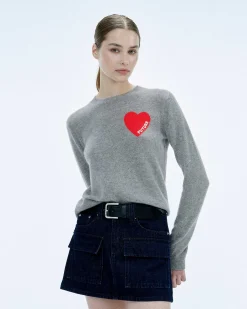 Pull Col Rond Coeur Broderie Future Light