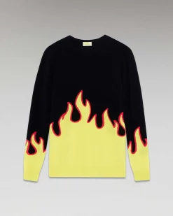 Pull Col Rond Flammes