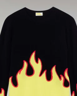 Pull Col Rond Flammes