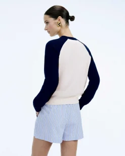 Pull Col Rond Manches Contrastees