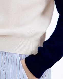 Pull Col Rond Manches Contrastees