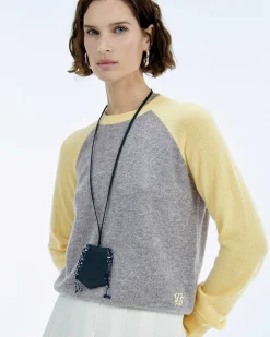 Pull Col Rond Manches Contrastees