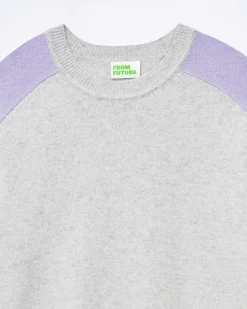 Pull Col Rond Manches Contrastees