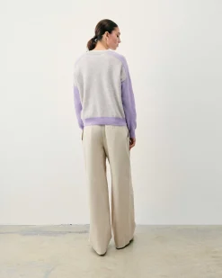 Pull Col Rond Manches Contrastees