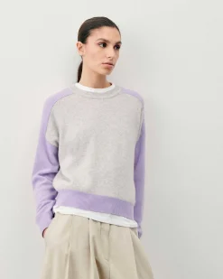 Pull Col Rond Manches Contrastees