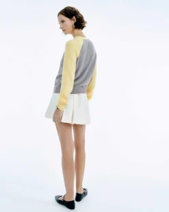 Pull Col Rond Manches Contrastees