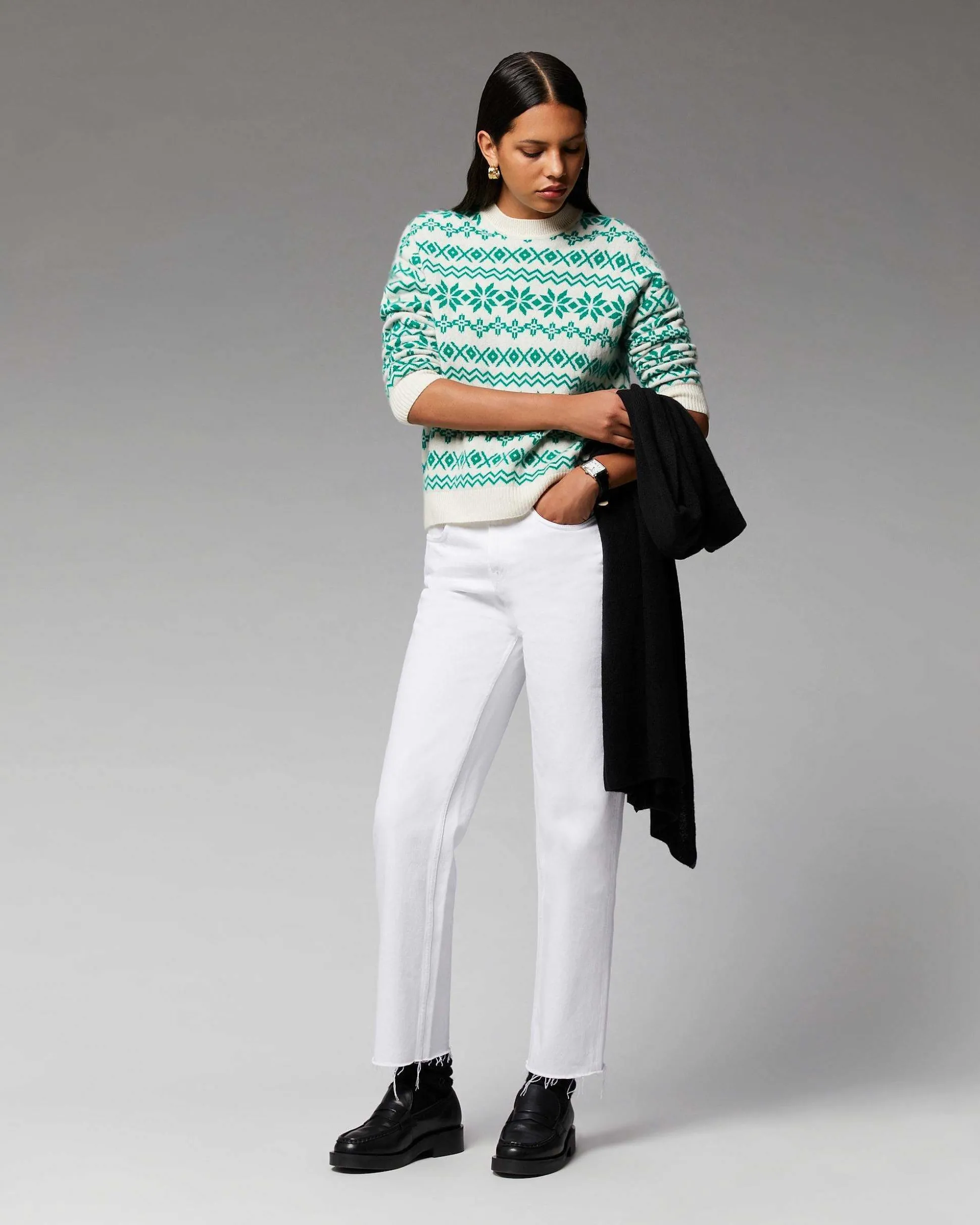 Pull Col Rond Norvegien Bicolore