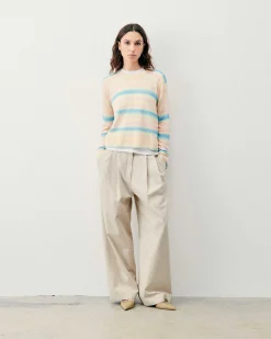 Pull Col Rond Rayures Fondues