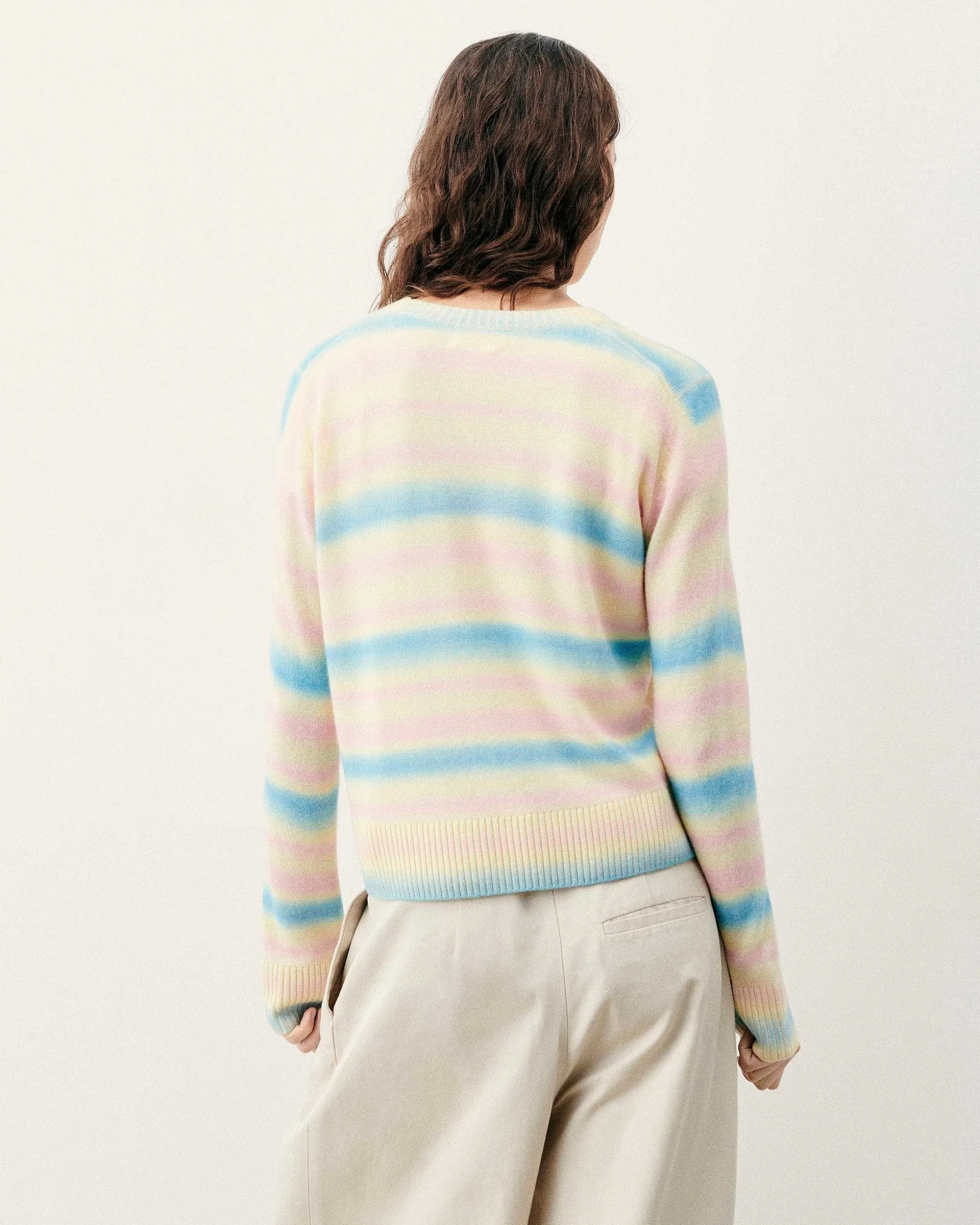 Pull Col Rond Rayures Fondues