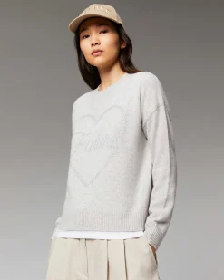 Pull Col Rond Strass Coeur Leger