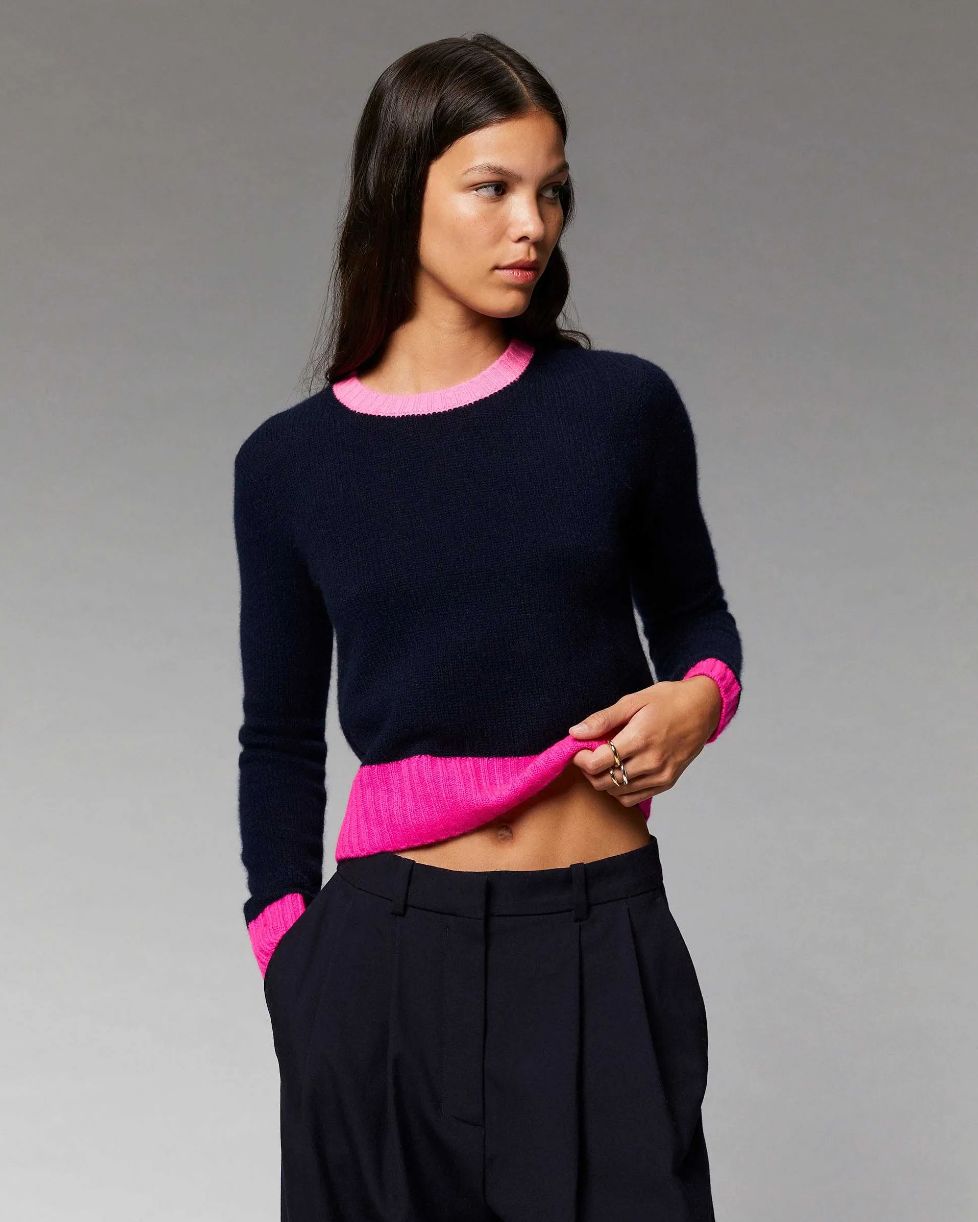 Pull Col Rond Tricolore