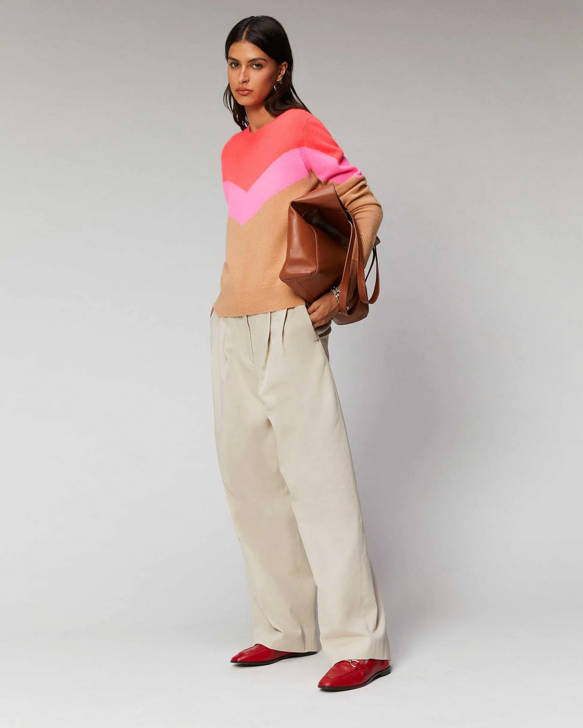 Pull Col Rond Tricolore Leger