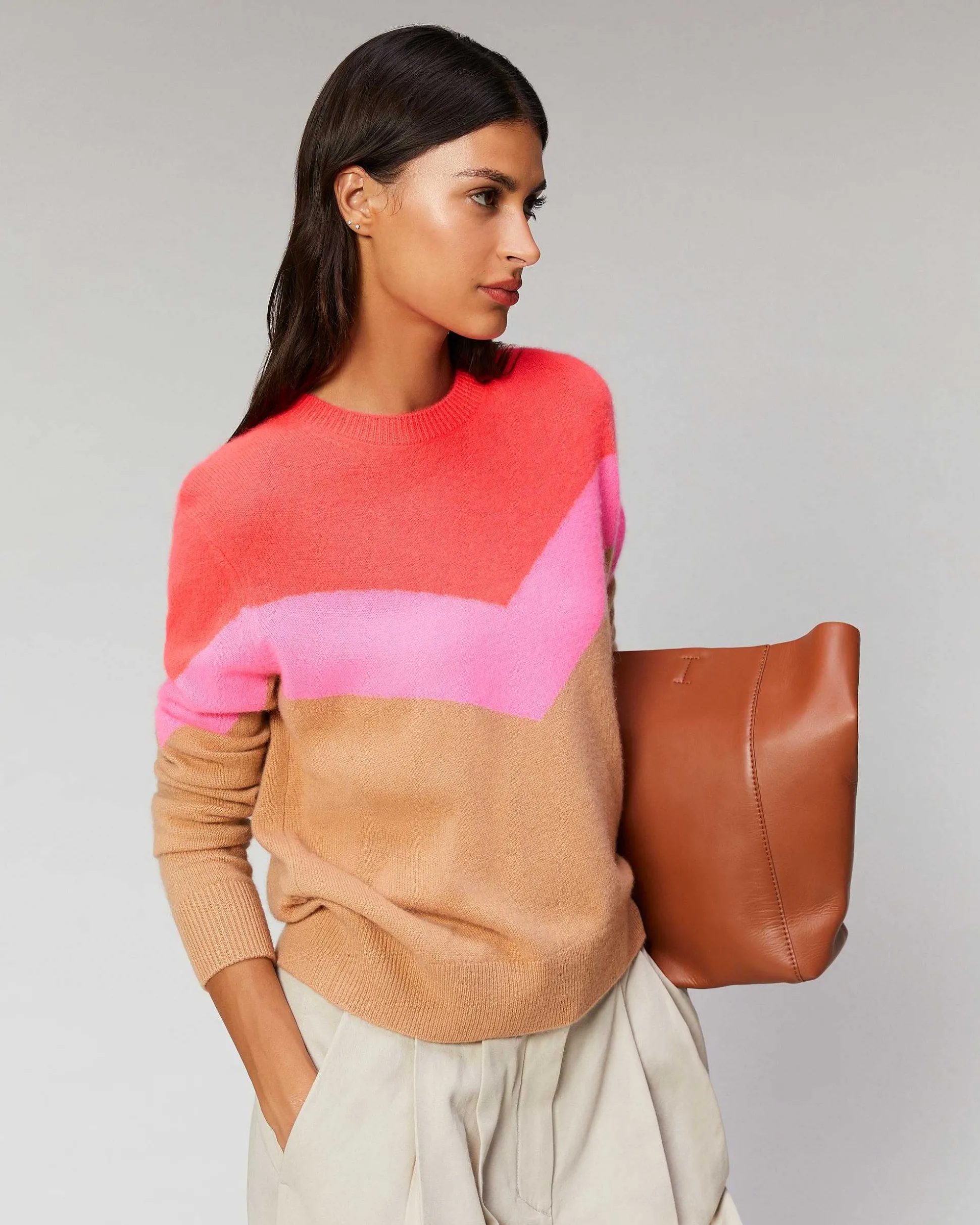 Pull Col Rond Tricolore Leger