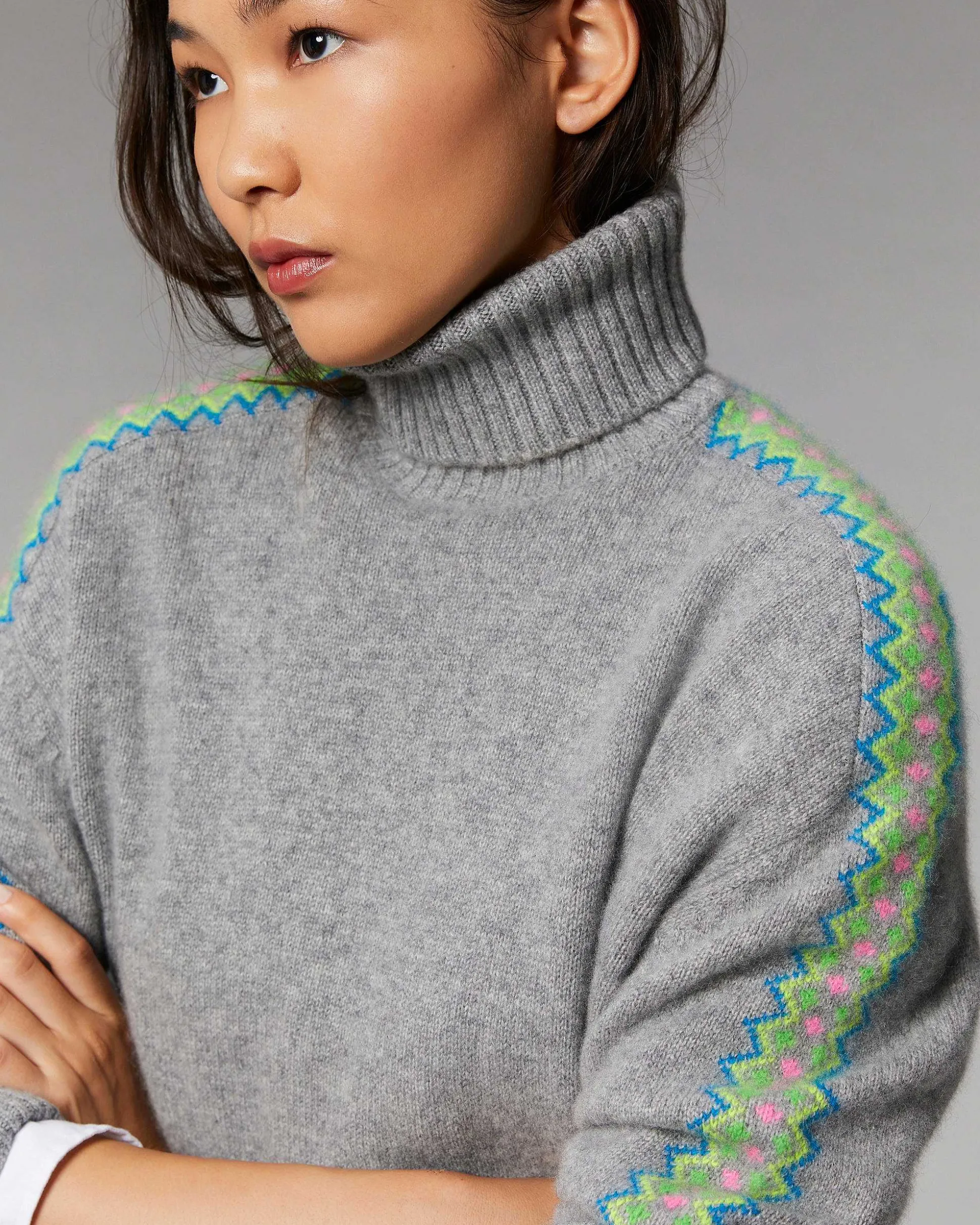 Pull Col Roule Bandes Bicolore