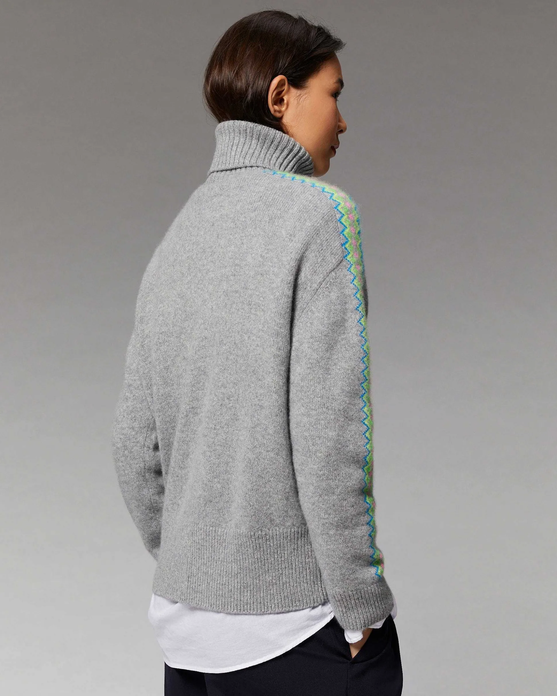 Pull Col Roule Bandes Bicolore