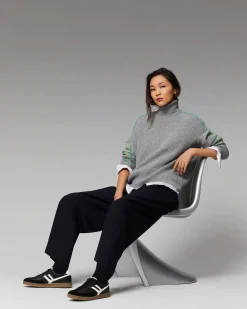 Pull Col Roule Bandes Bicolore