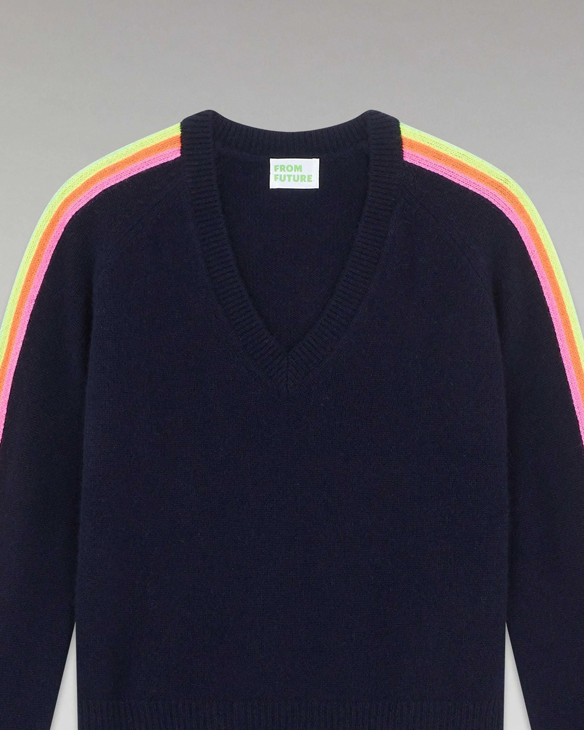 Pull Col V Bandes Manches Multicolore