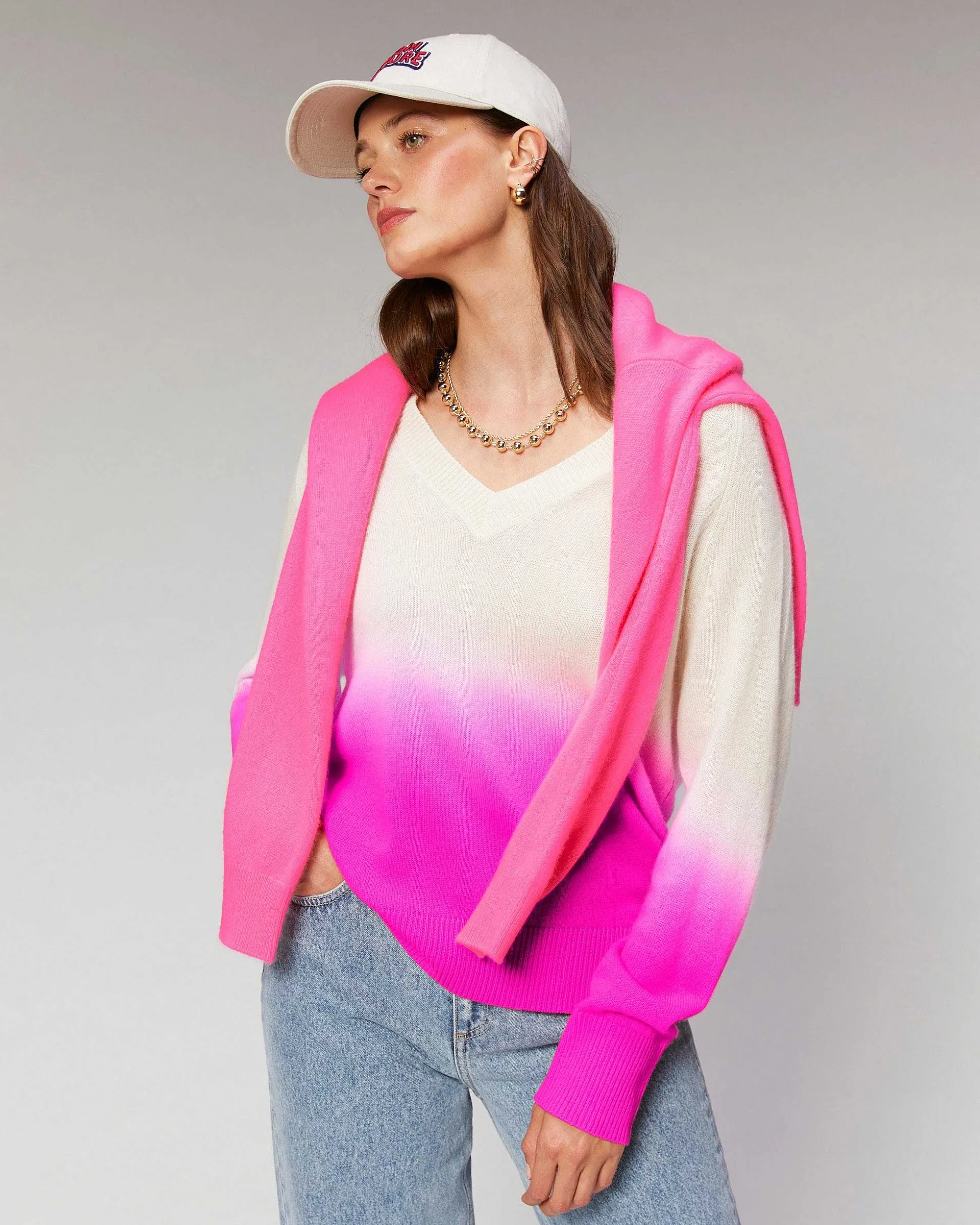 Pull Col V Dip Dye Leger