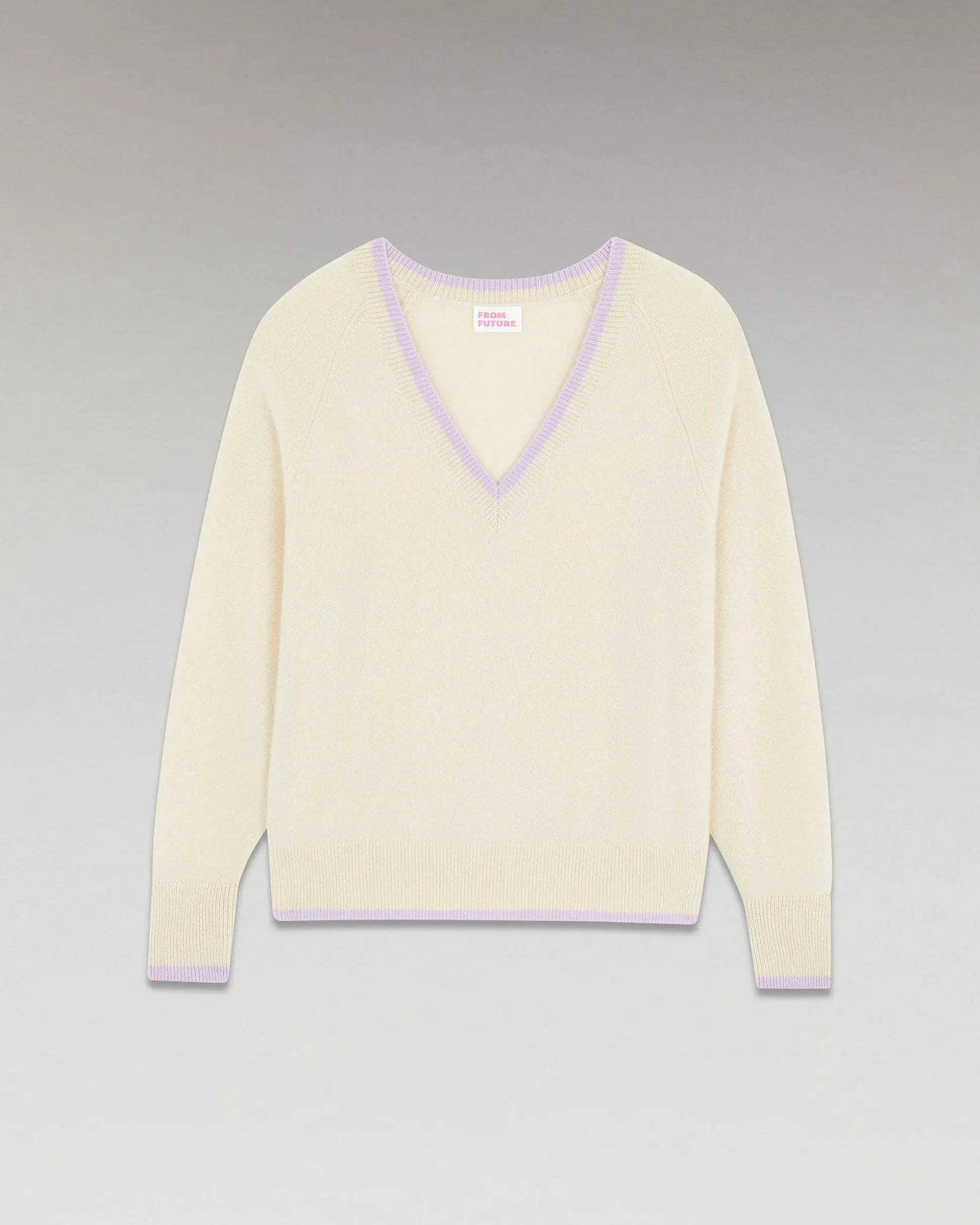 Pull Col V Liserets Contrastes Leger