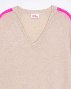 Pull Col V Oversize Bande Manches Light