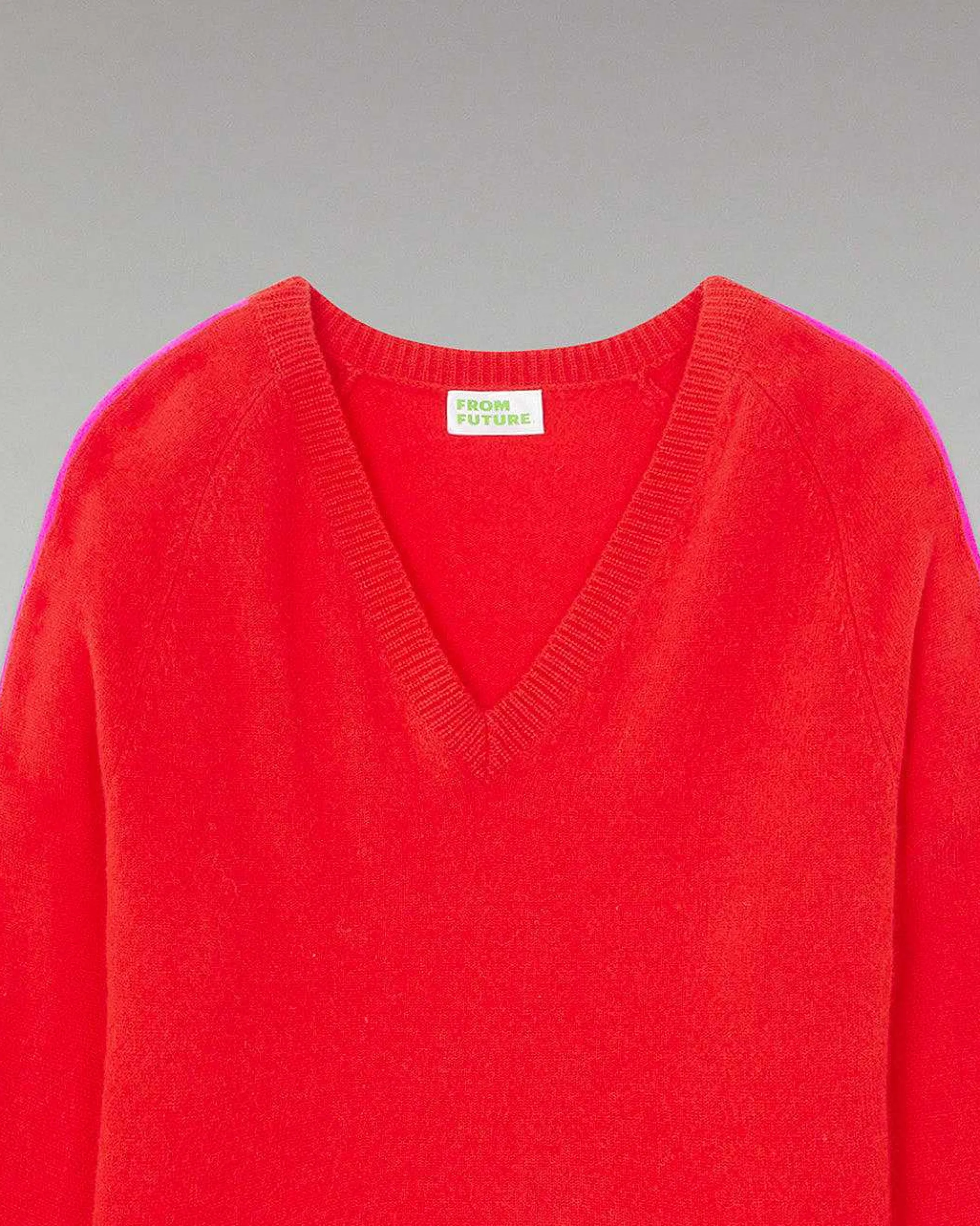 Pull Col V Oversize Bandes Bicolore Leger