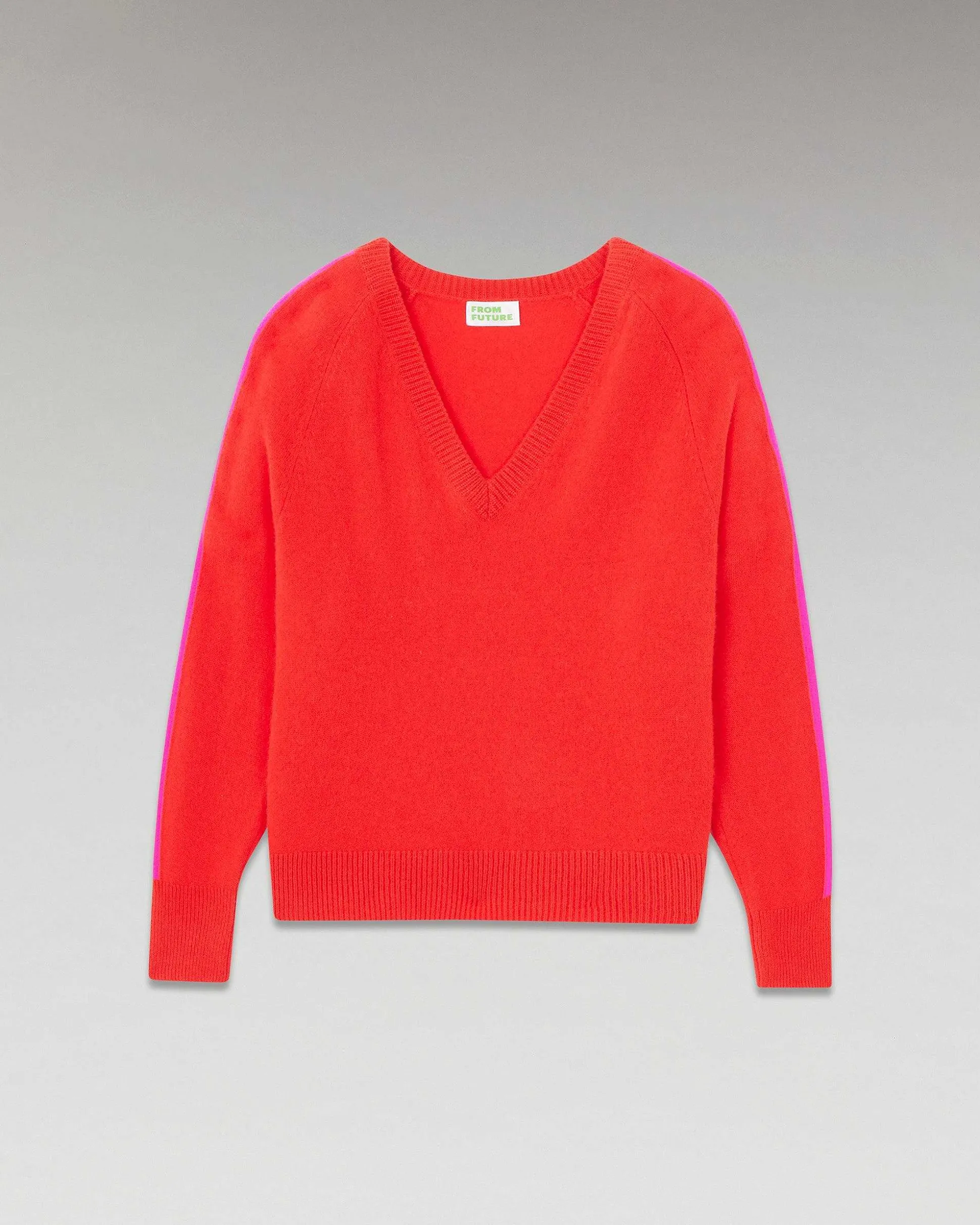 Pull Col V Oversize Bandes Bicolore Leger