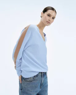Pull Col V Oversize Bande Manches Light