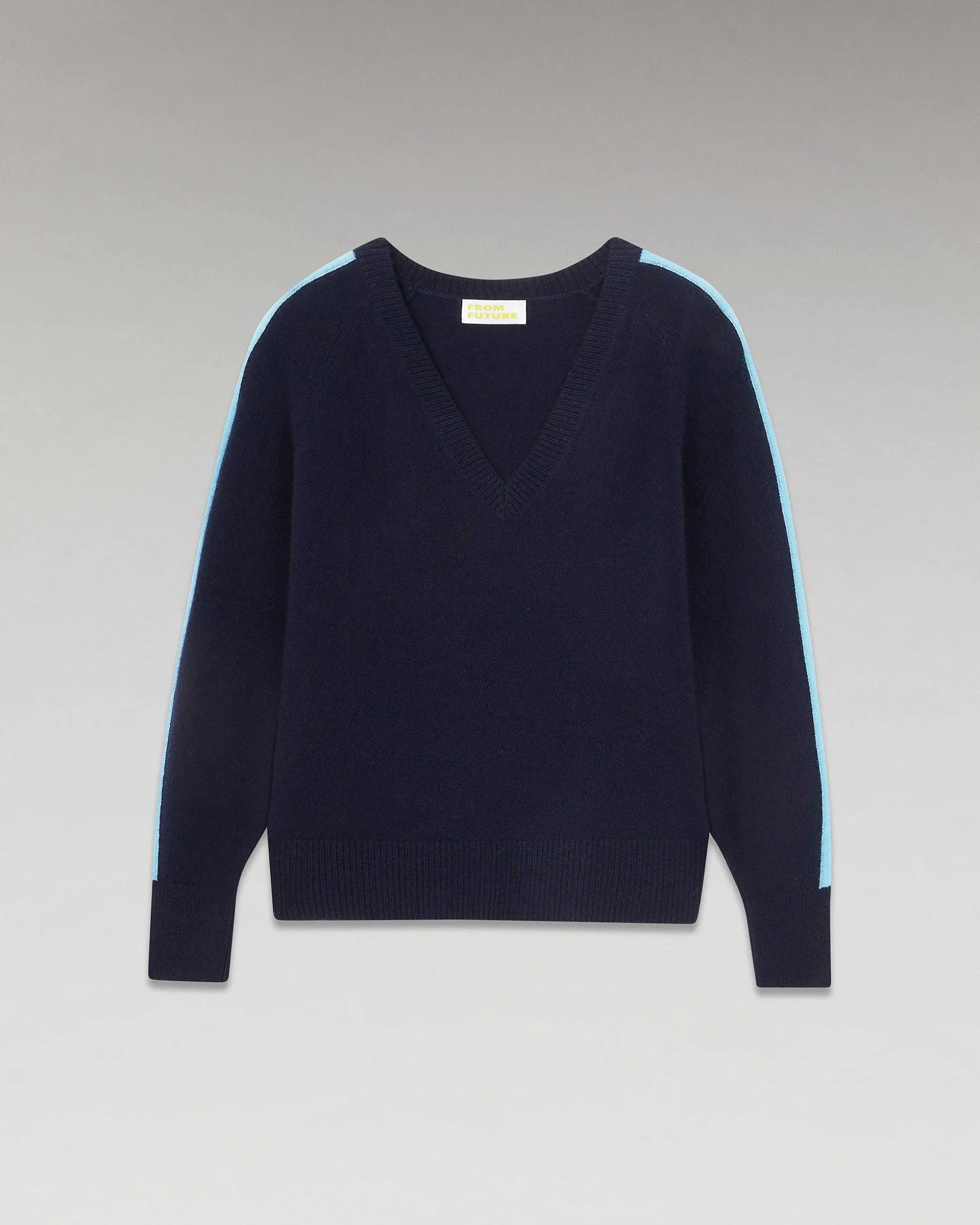 Pull Col V Oversize Bandes Bicolore Leger