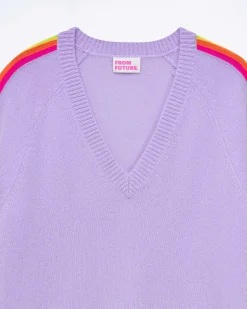 Pull Col V Oversize Bande Manches Multico