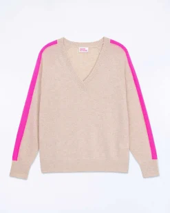 Pull Col V Oversize Bande Manches Light