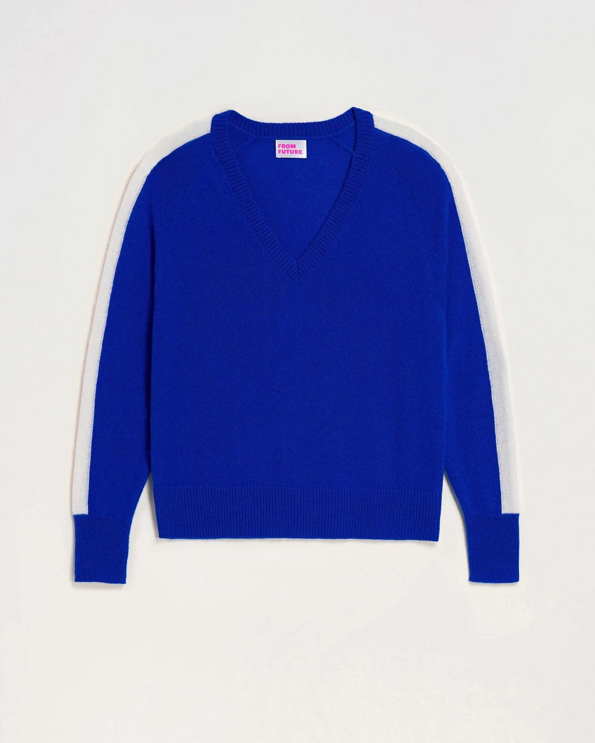 Pull Col V Oversize Bandes Bicolore Leger