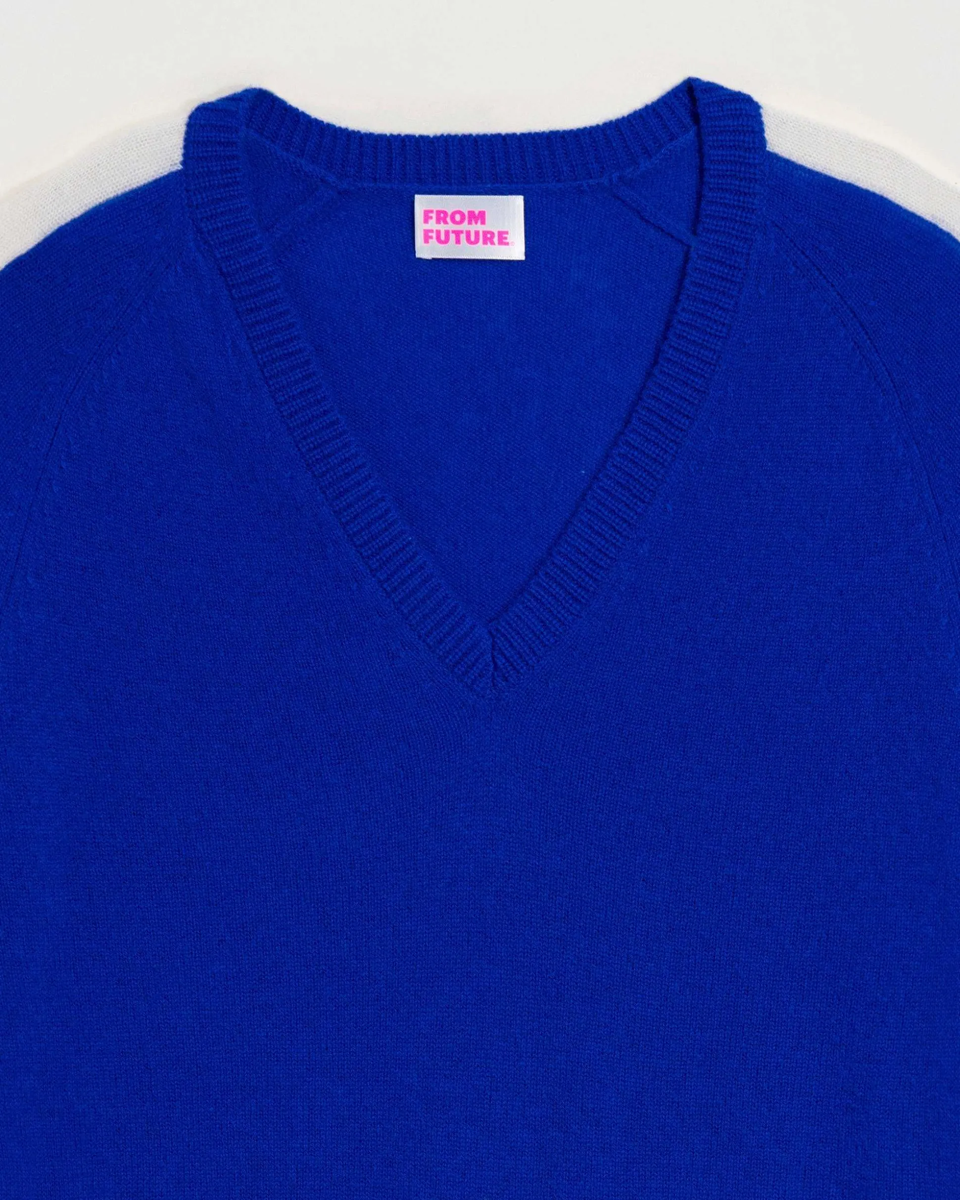 Pull Col V Oversize Bandes Bicolore Leger