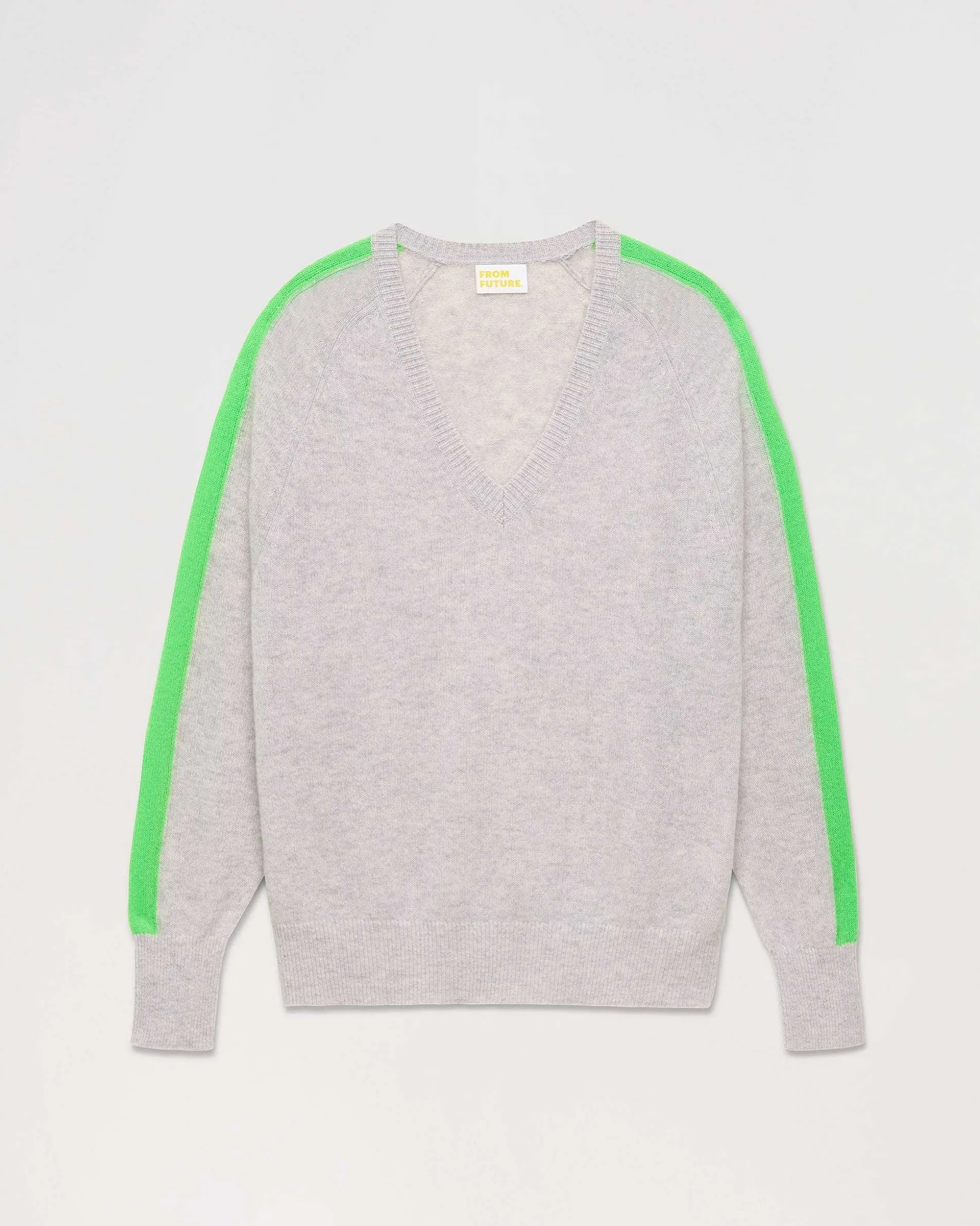 Pull Col V Oversize Bandes Bicolore Leger
