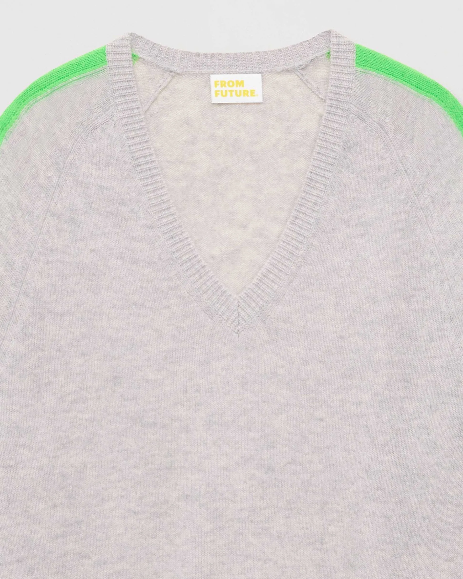 Pull Col V Oversize Bandes Bicolore Leger