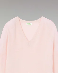 Pull Col V Oversize Bandes Bicolore Leger