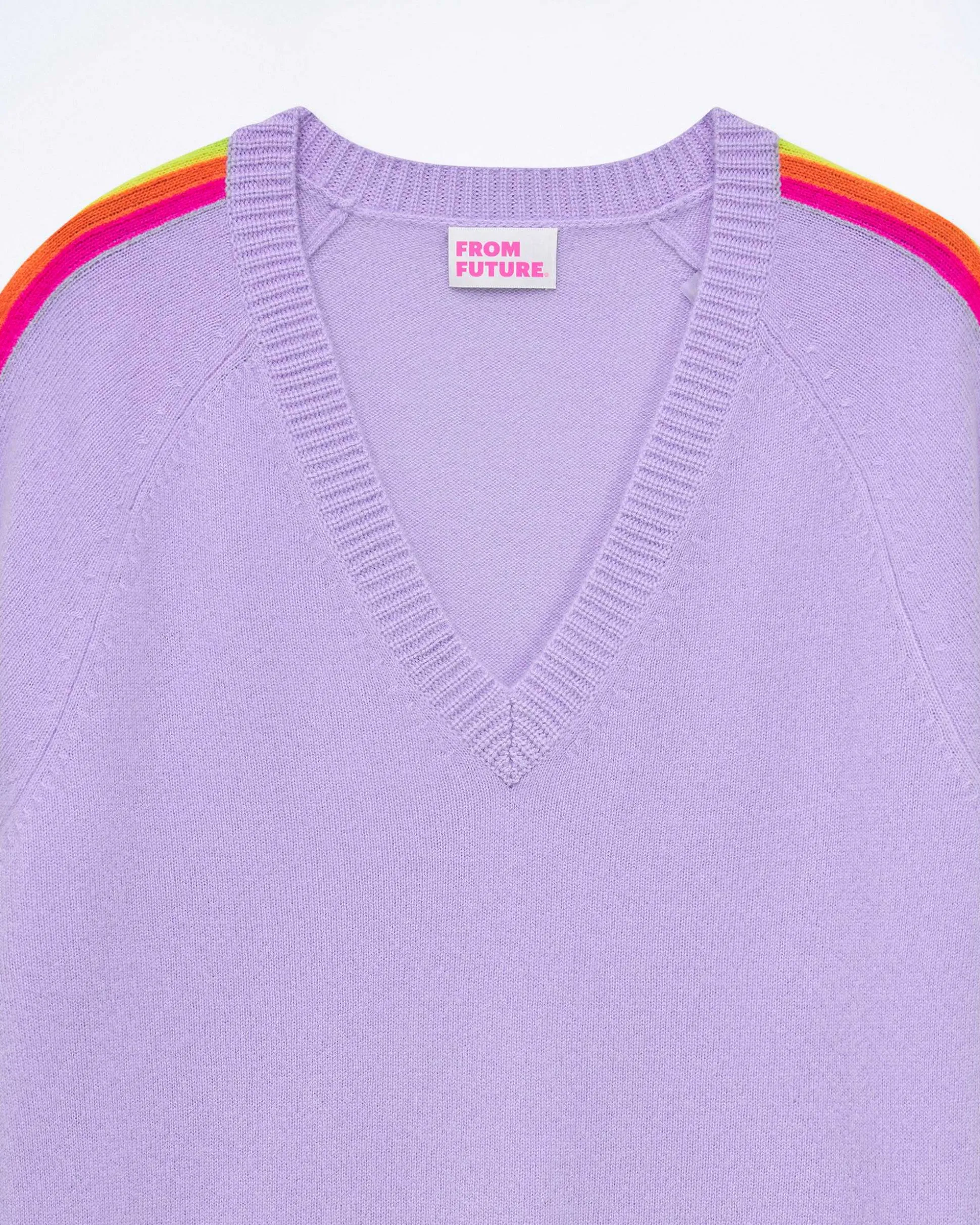 Pull Col V Oversize Bande Manches Multico