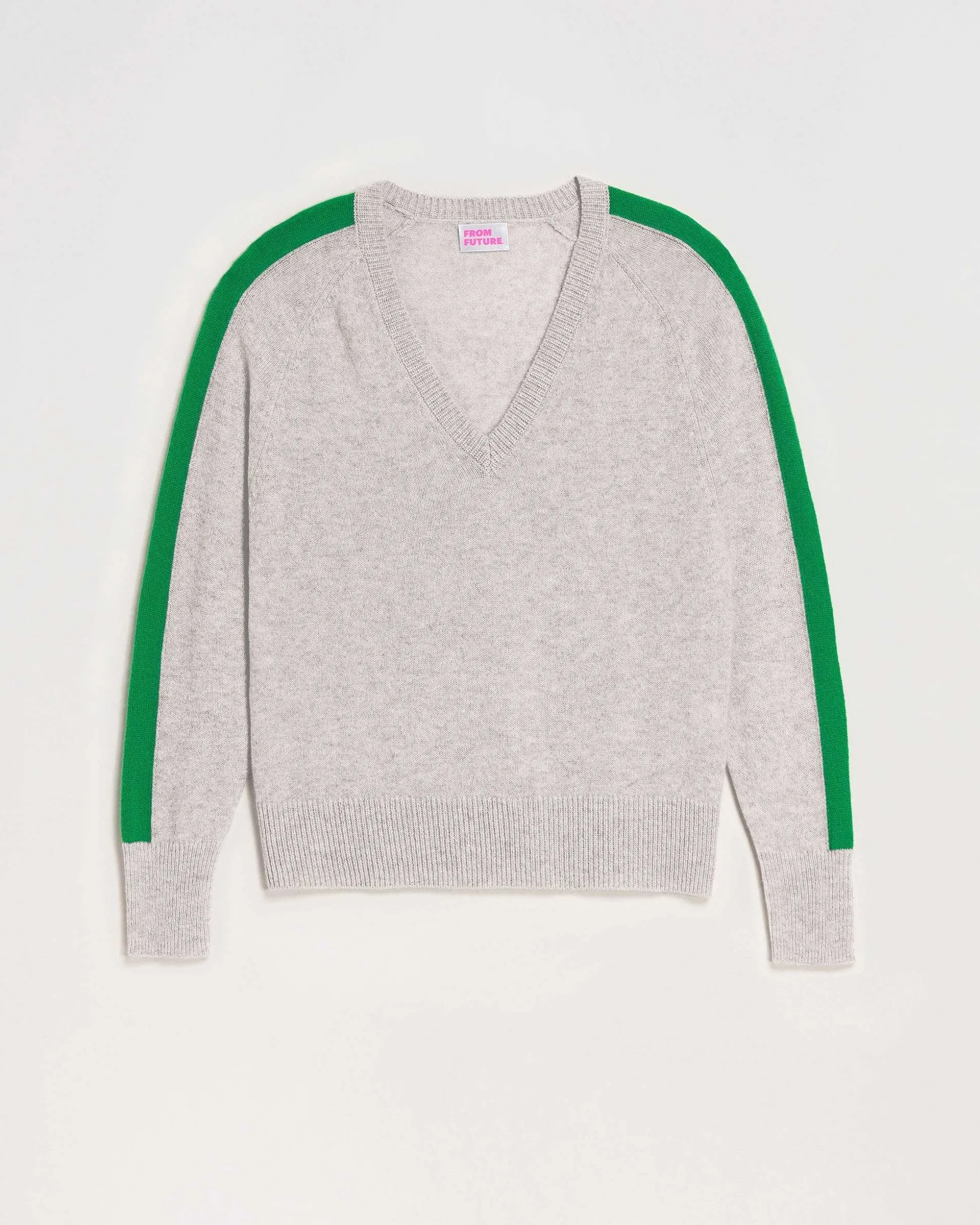 Pull Col V Oversize Bandes Bicolore Leger