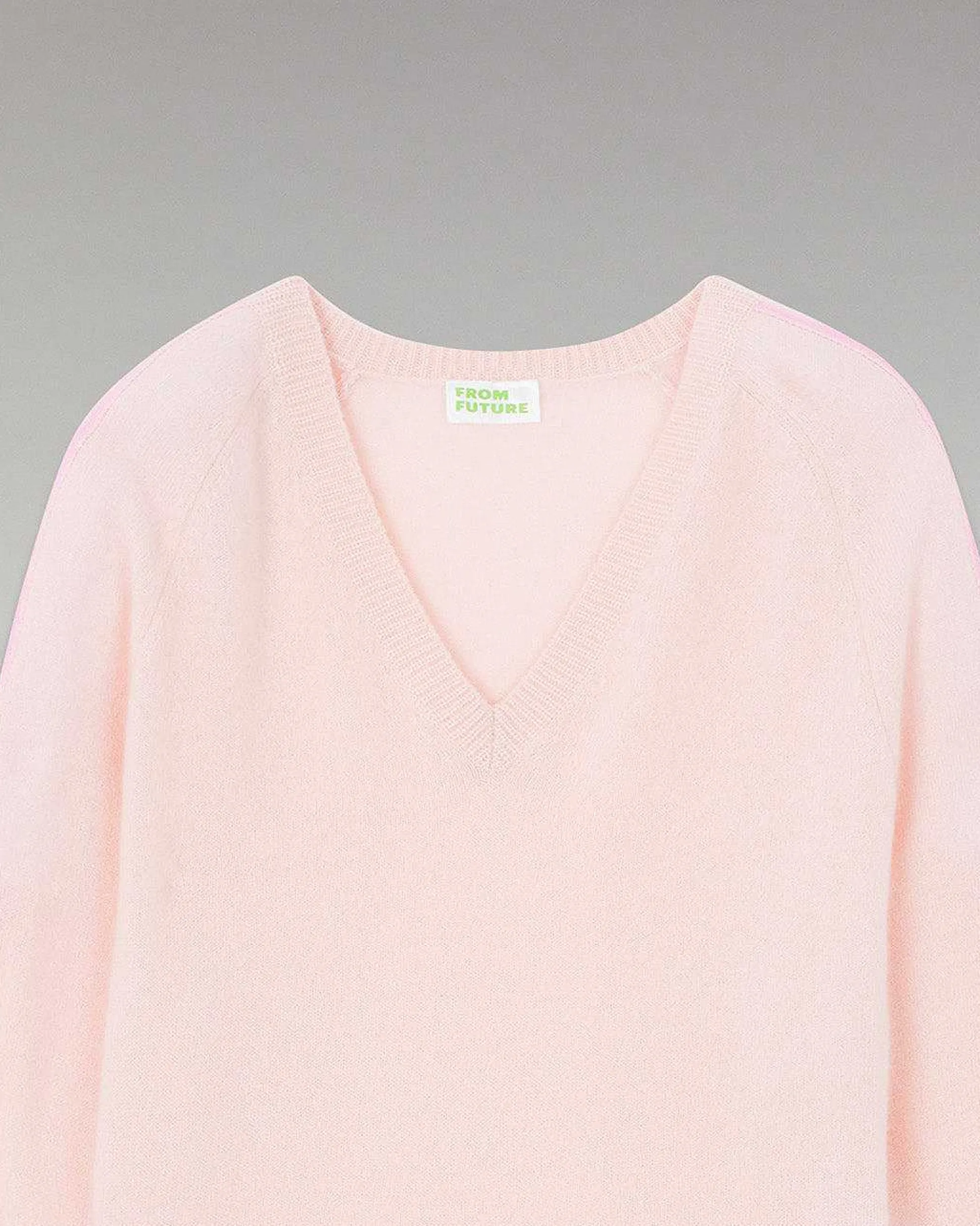 Pull Col V Oversize Bandes Bicolore Leger