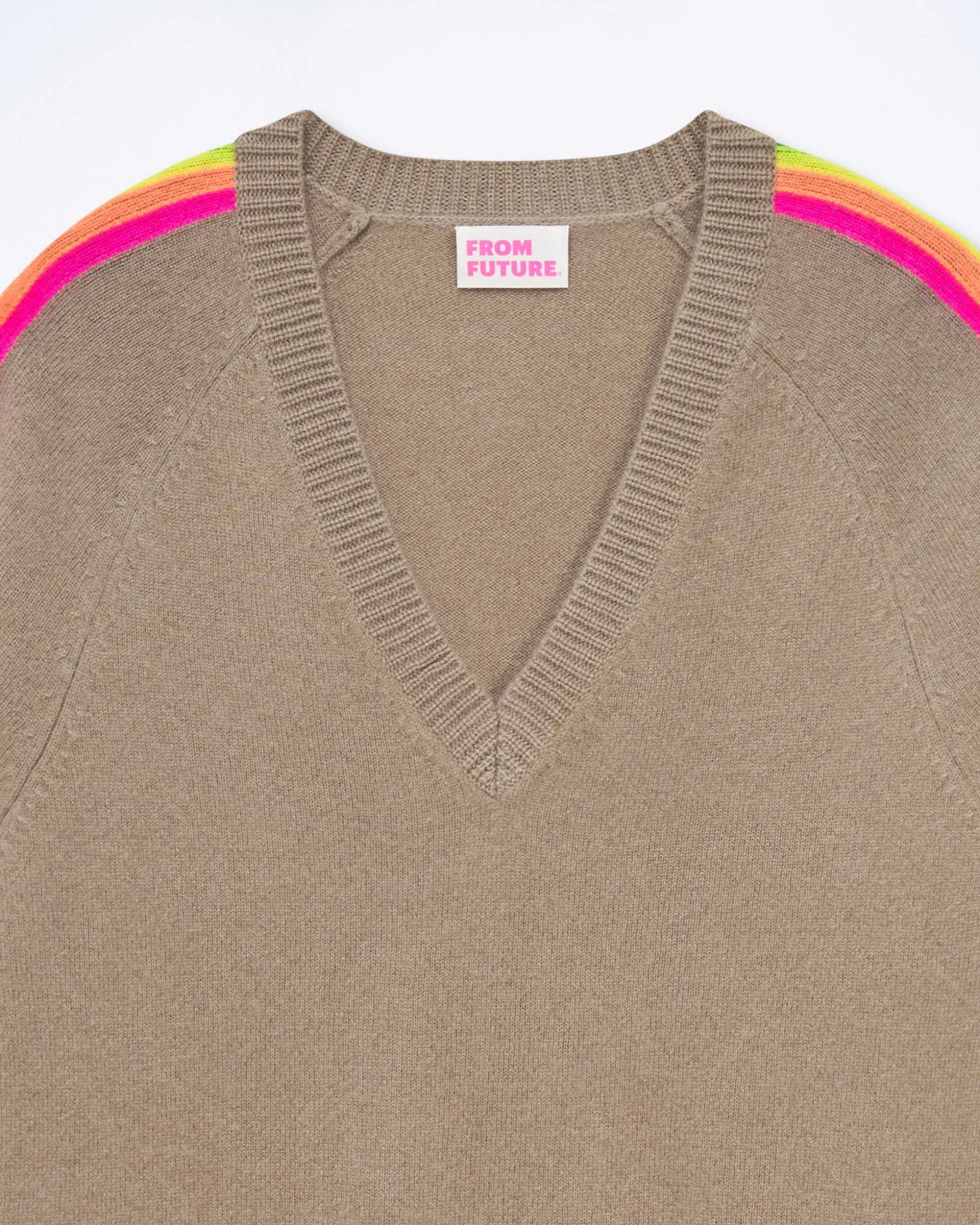 Pull Col V Oversize Bande Manches Multico