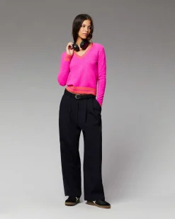 Pull Col V Rayures Tennis Leger