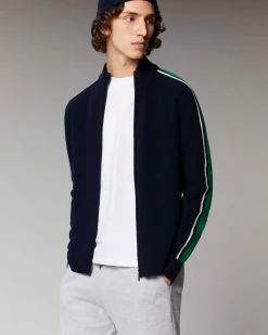 Pull Gilet Zippe Bandes Bicolore