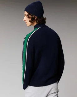 Pull Gilet Zippe Bandes Bicolore