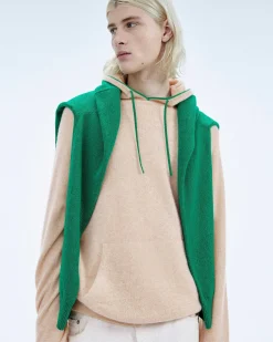 Pull Hoodie A Poche Et Liserets Contrastes