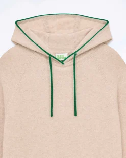 Pull Hoodie A Poche Et Liserets Contrastes