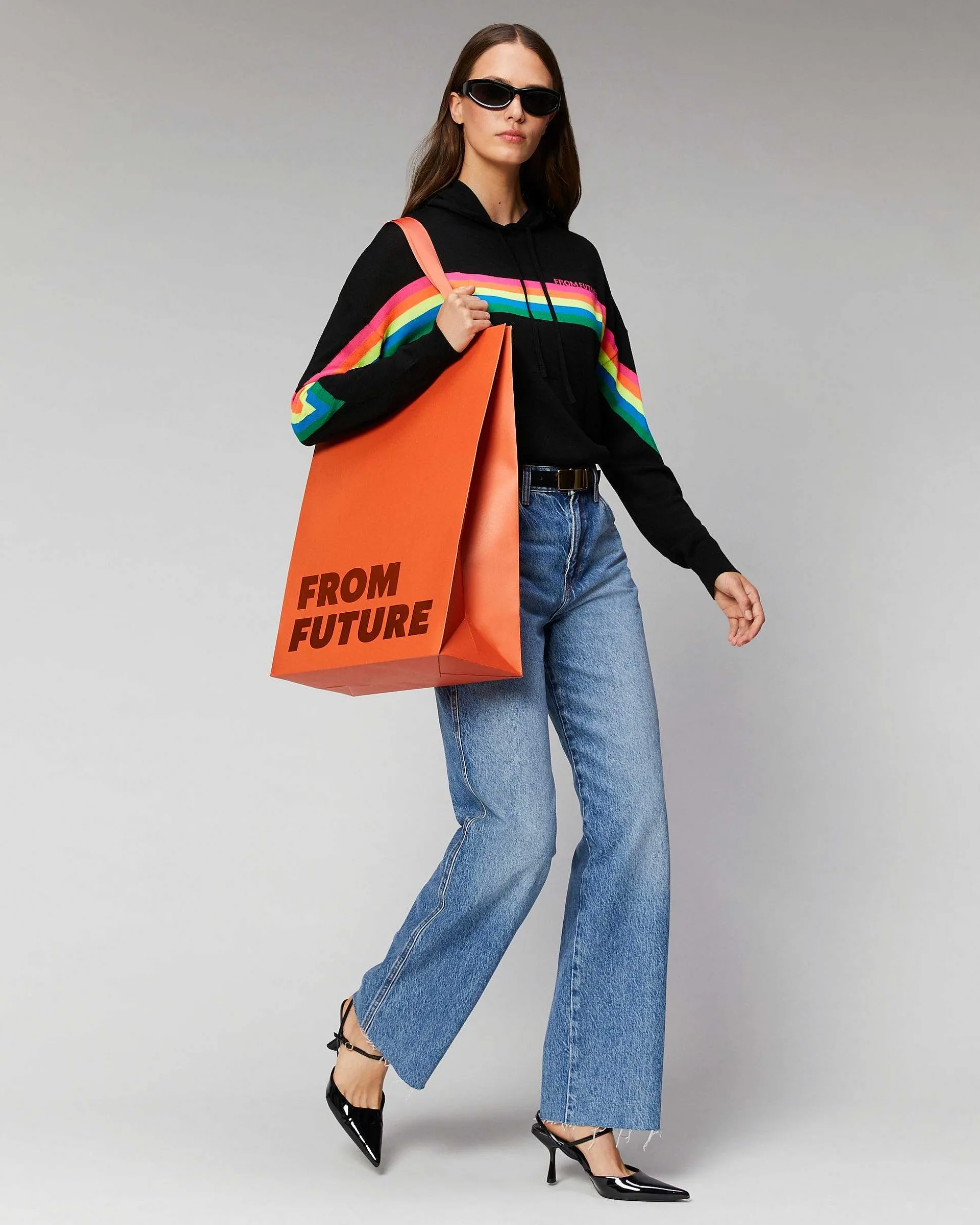 Pull Hoodie Bandes Multicolore