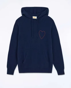 Pull Hoodie Coeur Brode