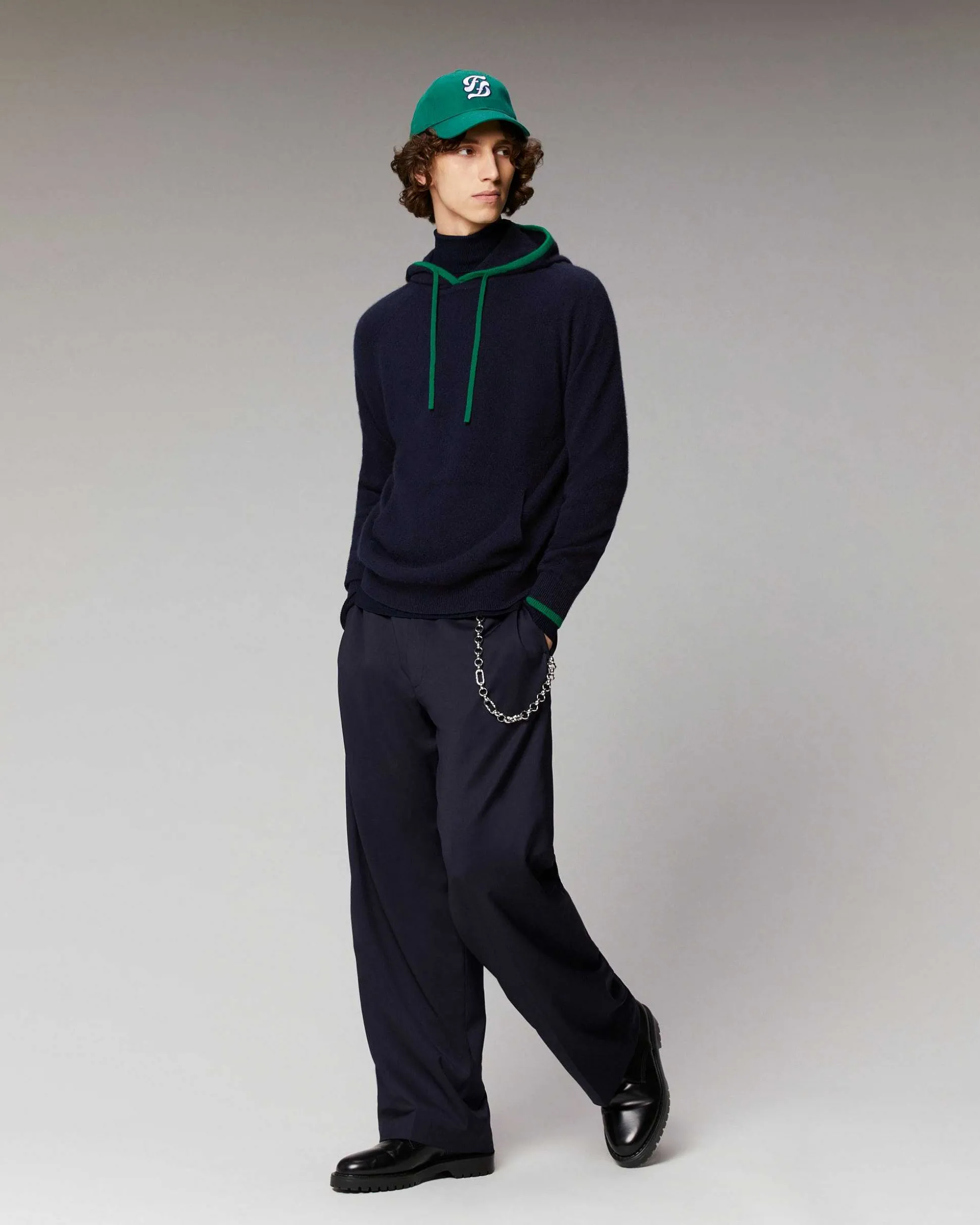 Pull Hoodie Liserets Contrastes Leger