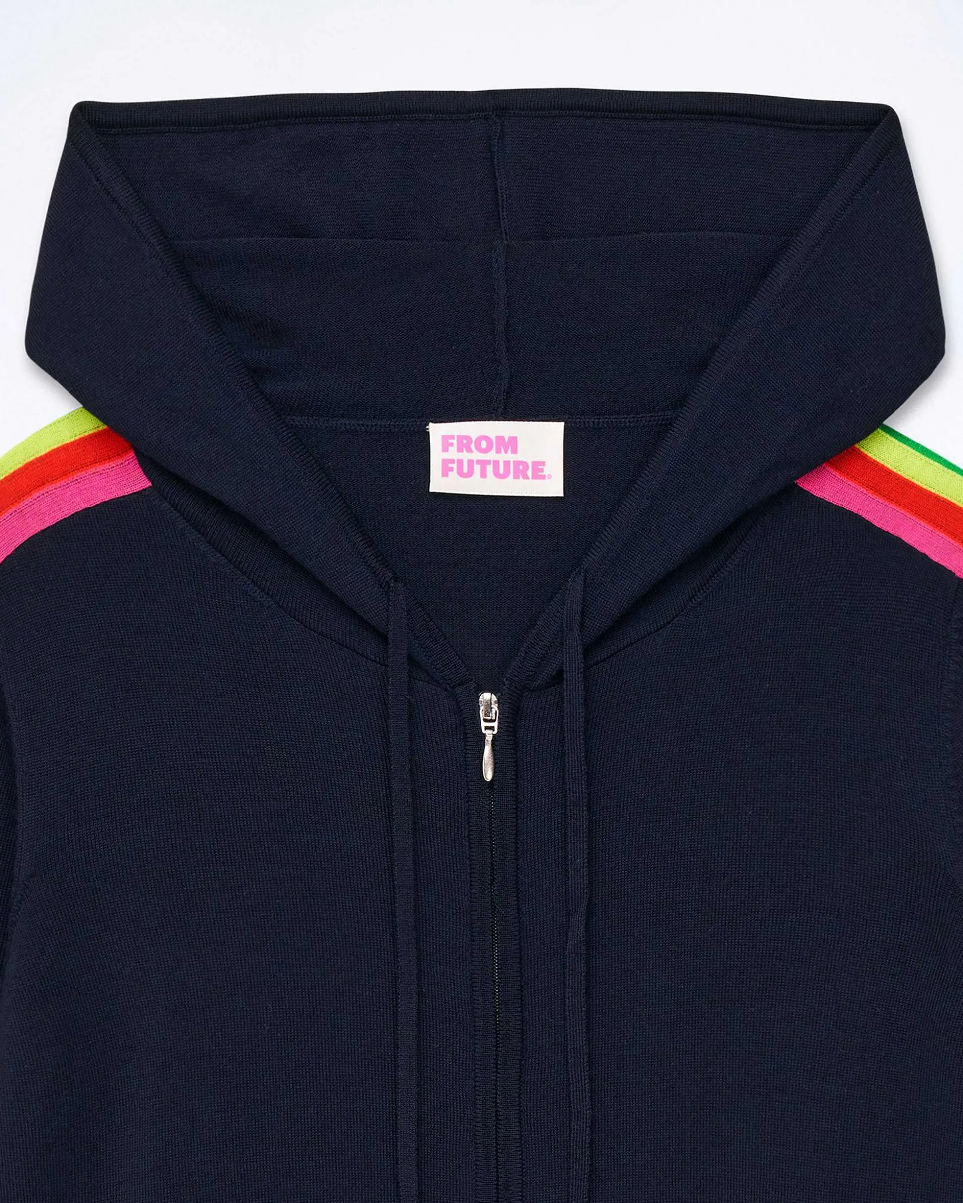Pull Hoodie Zippe Bande Multicolore
