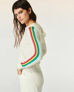 Pull Hoodie Zippe Bande Multicolore
