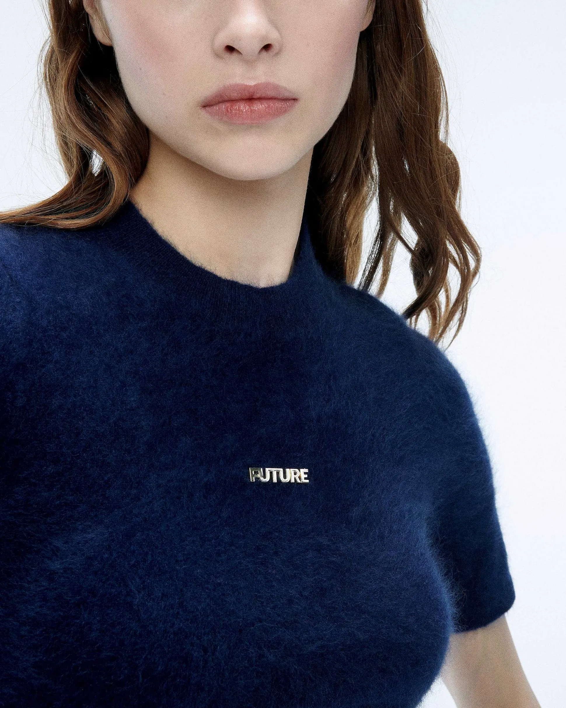 Robe Courte Manche Courte En Cachemire Brosse